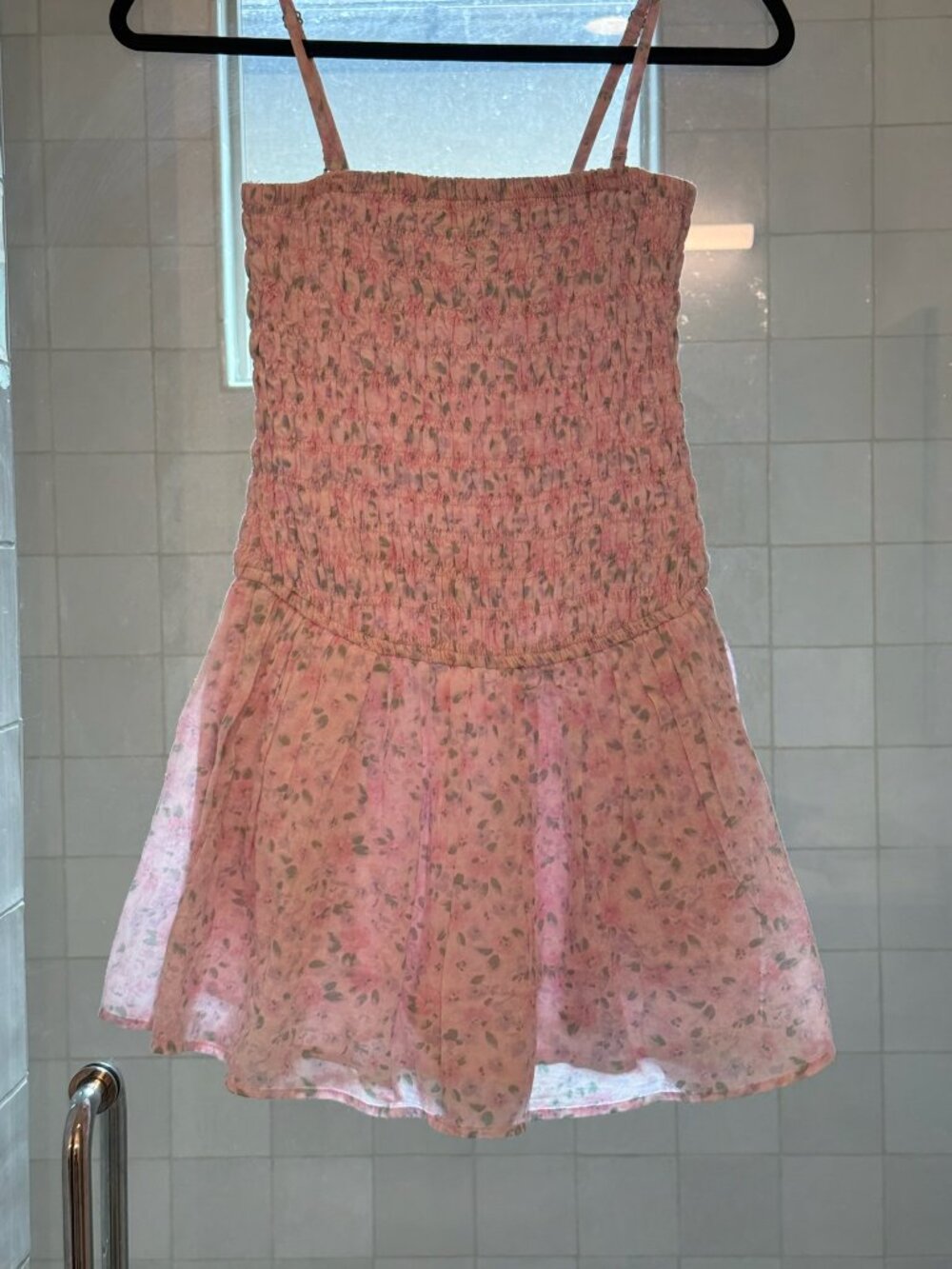 Pink Floral Smocked Romper